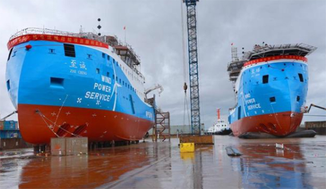 亞洲首製風電運維母船下水，中國海（hǎi）上風電邁（mài）向深海的關鍵一步