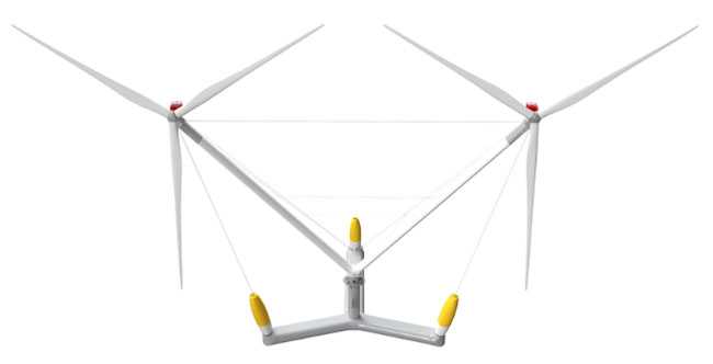 全球單機容量最大漂（piāo）浮式風電平台吊裝塔筒
